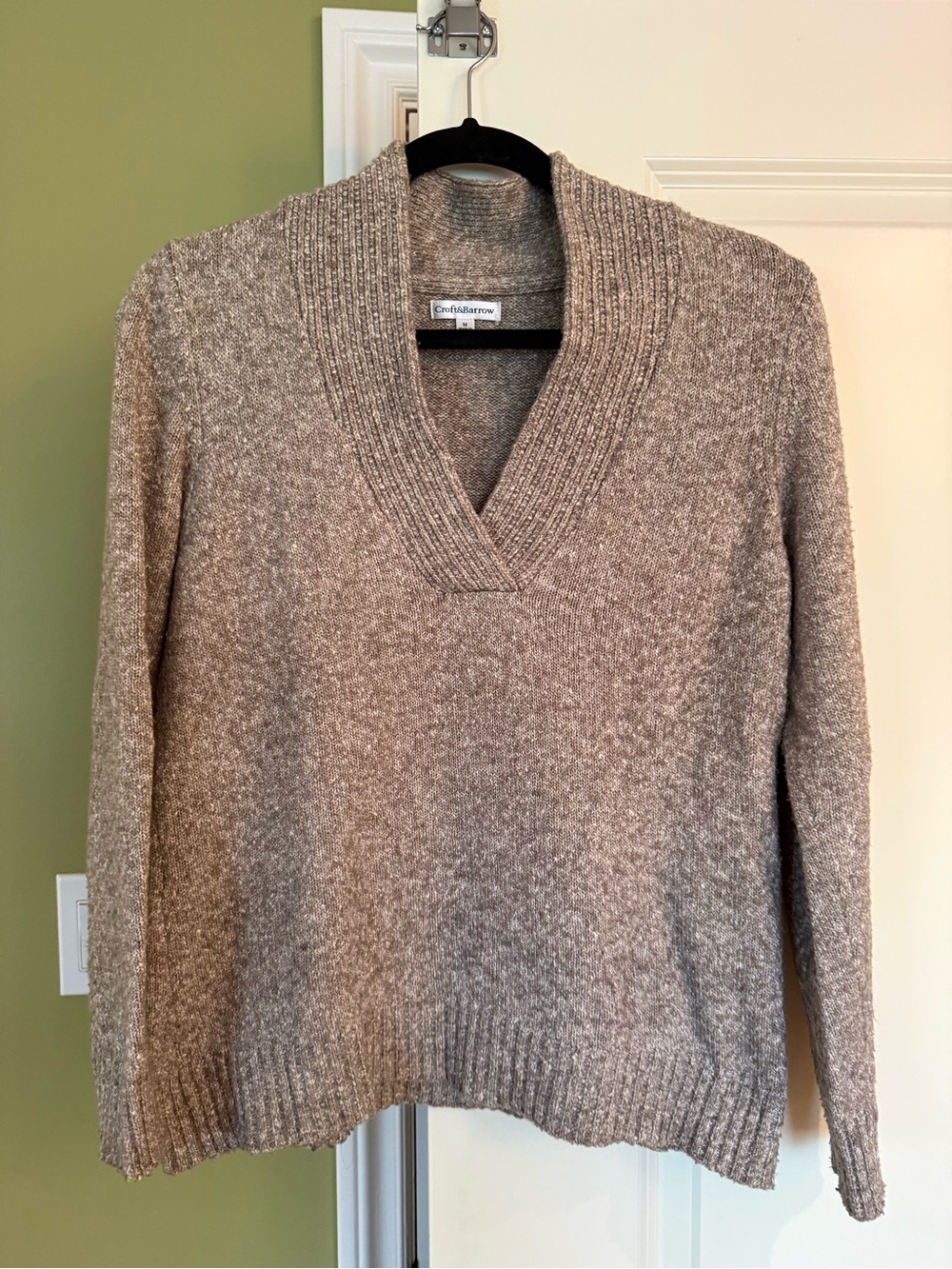 Croft & Barrow Taupe Shawl Collar Cotton Blend Sweater Size M